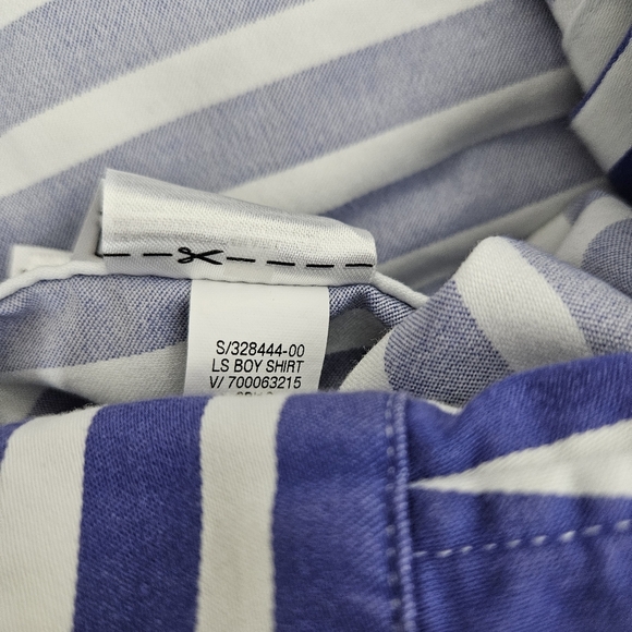 Banana Republic Quinn Fit Boy Shirt Blue Stripe Long Sleeve Button Collared XS - Picture 7 of 7